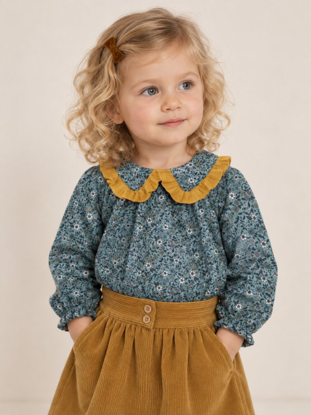 GREY ELEPHANT Sustainable Floral Amalia Romper Ruffle Collar
